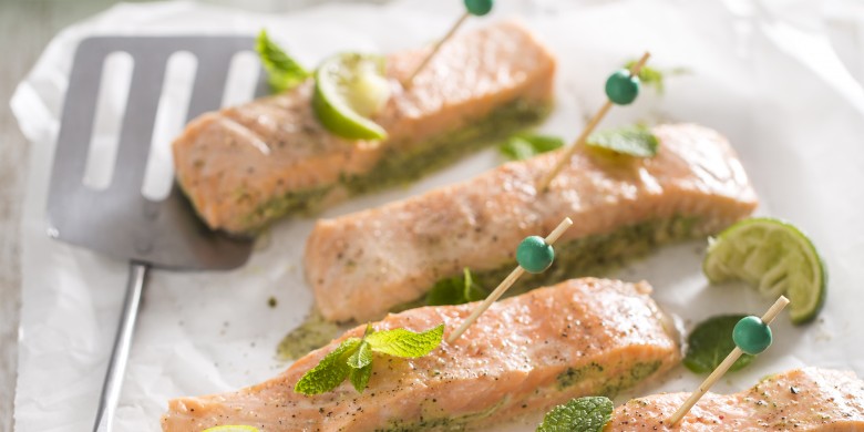 Gevulde zalm met munt en limoen