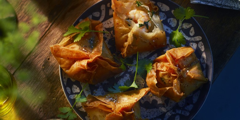Gamba-wonton met koriander