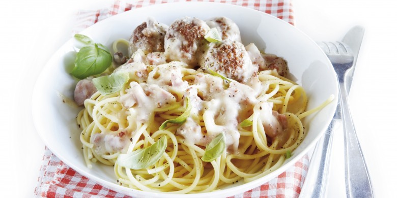 Spaghetti met romige gehaktballetjes