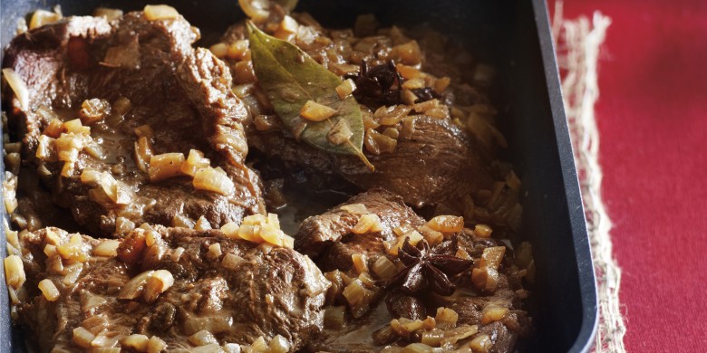 Sukadevlees met  gember en steranijs