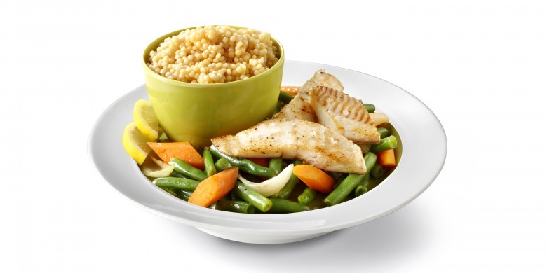 Tilapia uit de wok met bospeen en boontjes