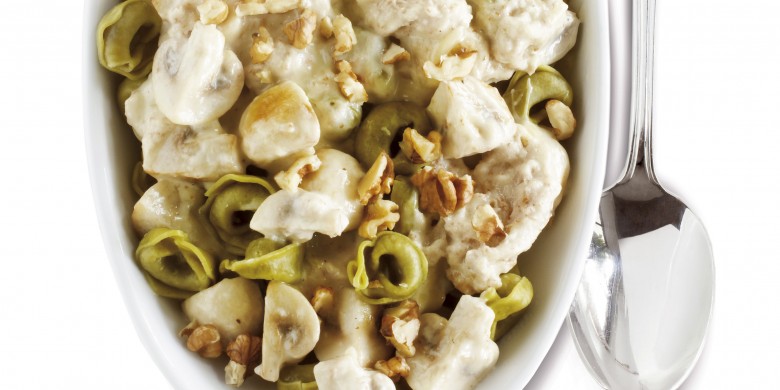 Tortellini met champignons en walnotensaus