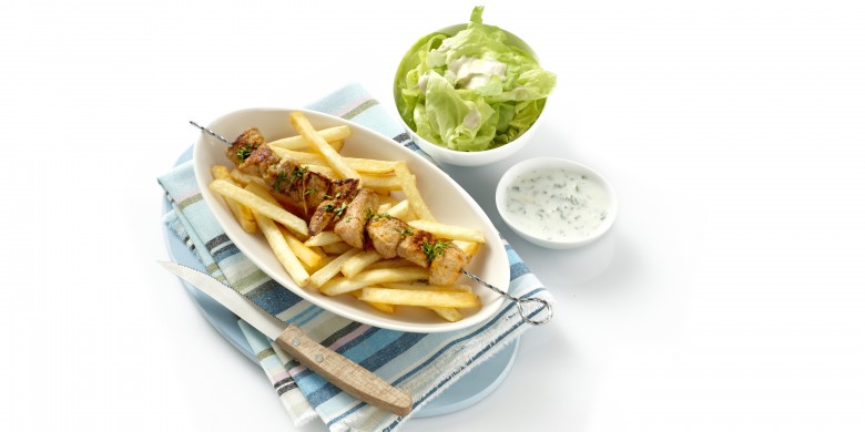 Varkensbrochette met peterseliesaus