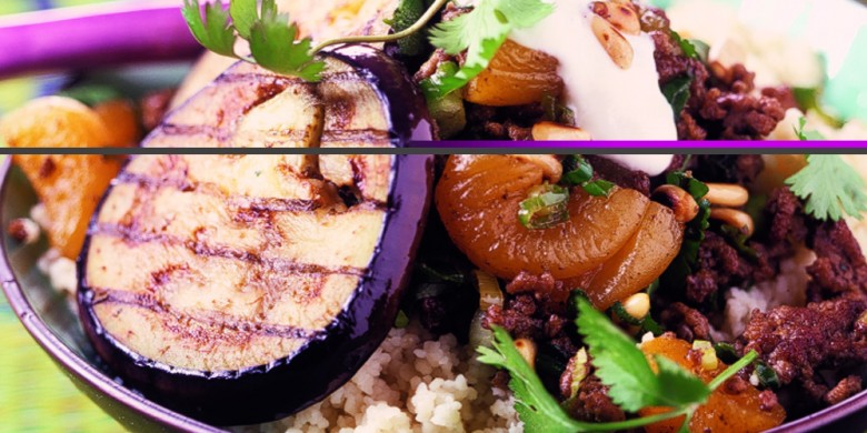 Aubergines met gehakt en couscous