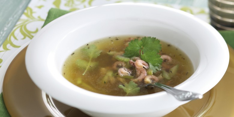 Visbouillon met Hollandse garnalen