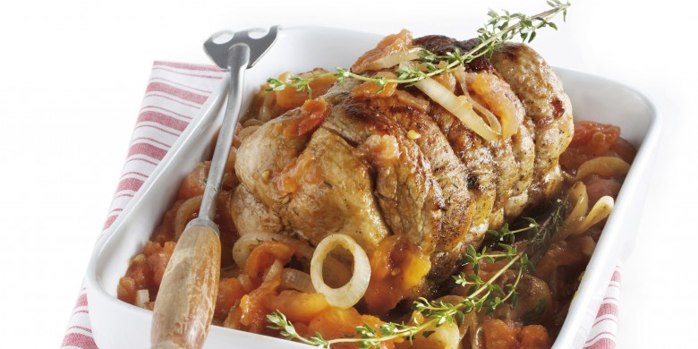 Rollade met kruidige tomatensaus