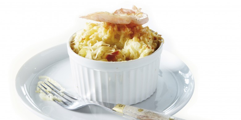 Zuurkoolgratin met krokante bacon