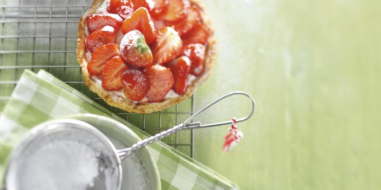 Aardbeientaartjes met witte chocoladeroom