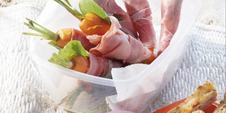 Gesmoorde bospeen met coburgerham en focaccia