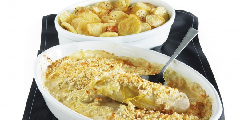 Witlofschotel met kaas en mosterd