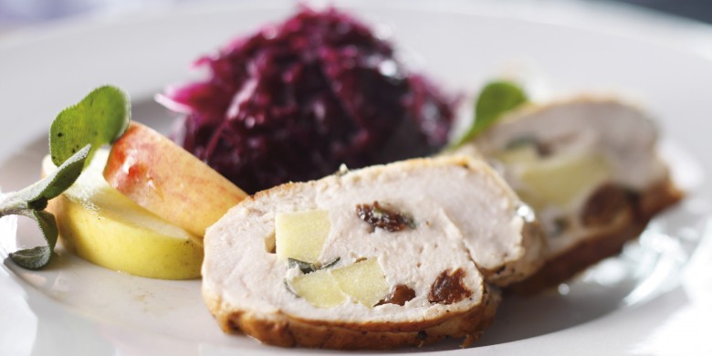 Kipfilets gevuld met appel en salie