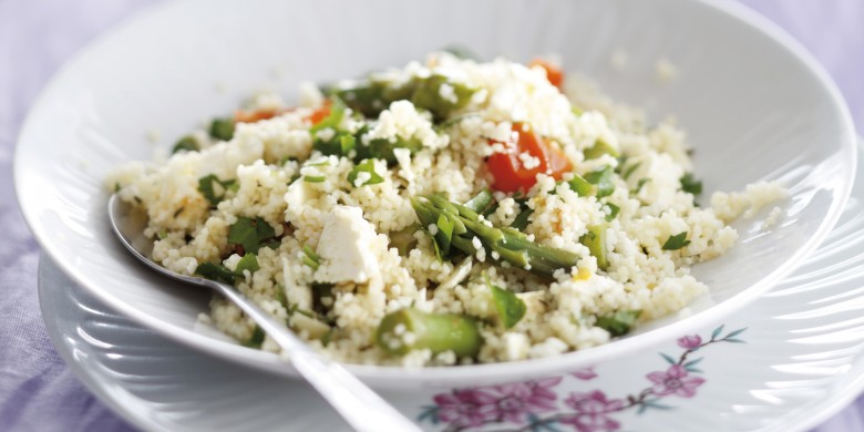 Couscous met groene asperges en feta 