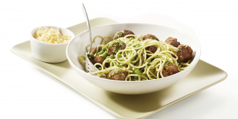 Spaghetti met pestoballetjes