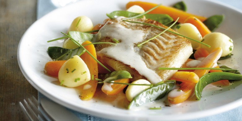 Witvis met witte wijn-vanillesaus