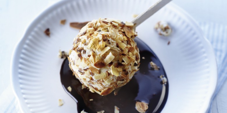 Amandelijslolly´s met chocoladesaus