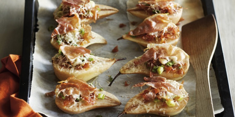 Peer met parmezaan  en parmaham