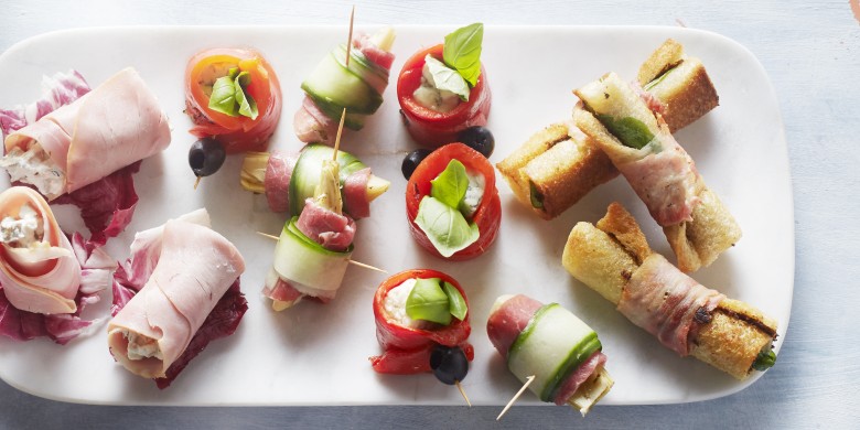 Broodrolletjes met spek en spinazie