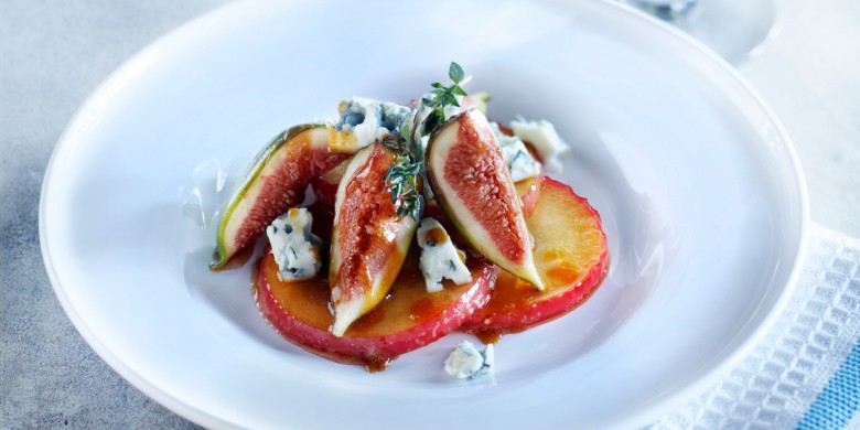 Appel met blauwe kaas en vijgen