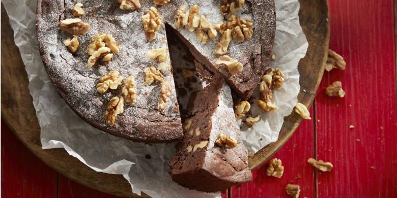 Chocoladetaart met walnoten