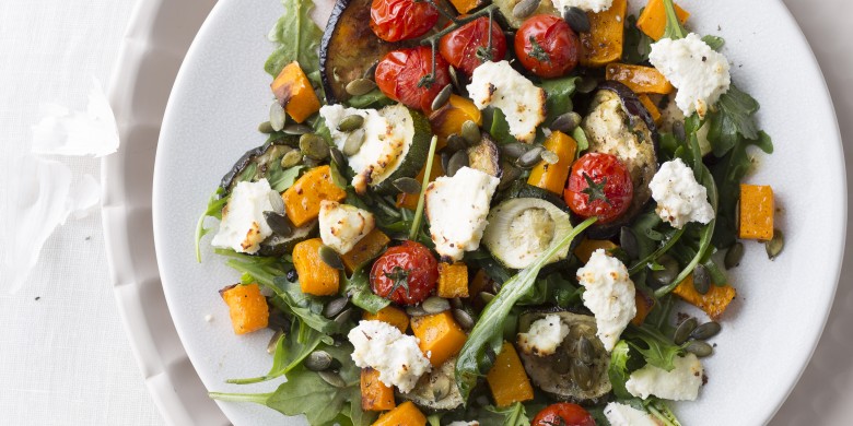 Gegrilde herfstgroentesalade met ricotta