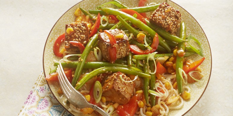 Zoetzure tofu met groenten