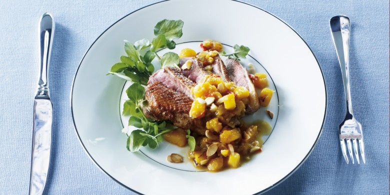 Eendenborst met pikant zoete mangosalsa