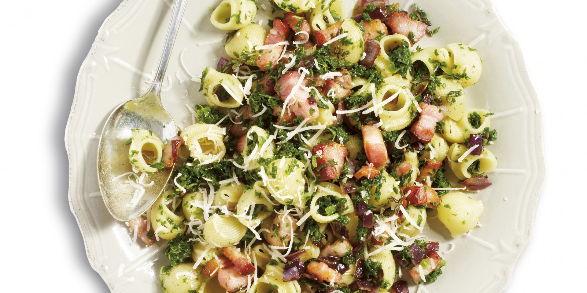 Pasta met boerenkool en spek