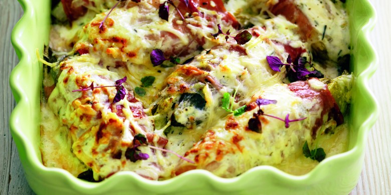 Witlofschotel met mascarpone en ham