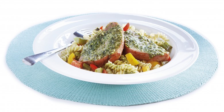 Lauwwarme pastasalade met beenham