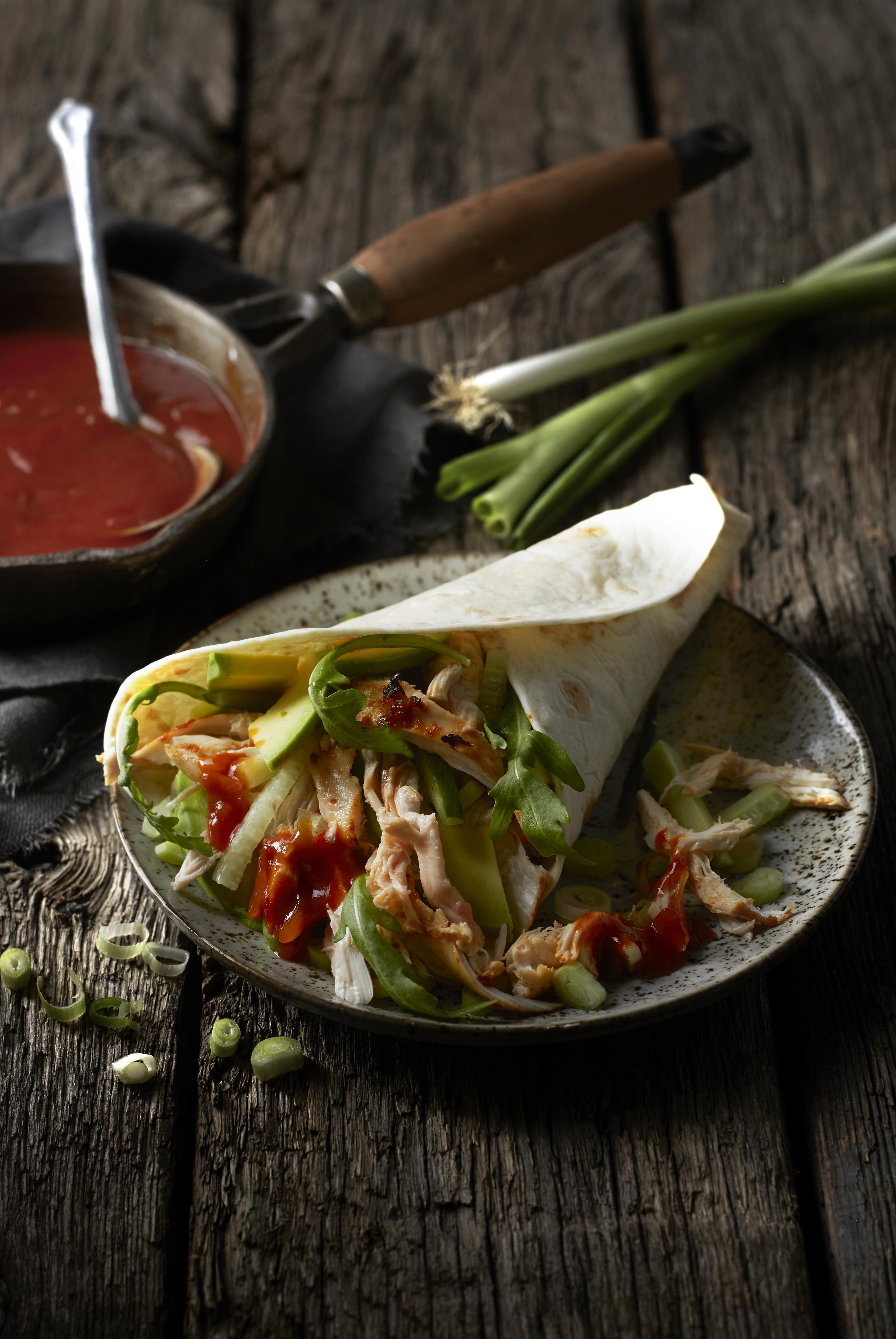 Pulled chicken wraps