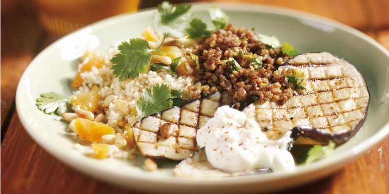 Gehakt met aubergine en couscous