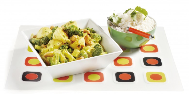 Curry van ei en broccoli met rijst