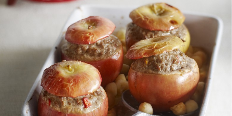 Grote appels gevuld met pittig gehakt