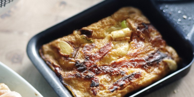 Frittata met chorizo en prei