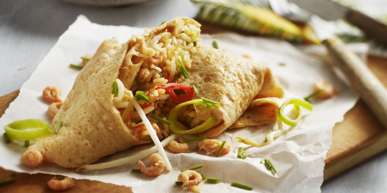 Nasi goreng in garnalenomelet