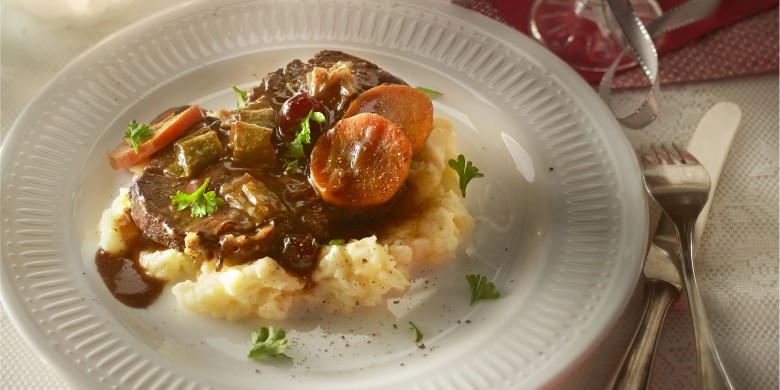 Kalfssukade op knolselderijpuree