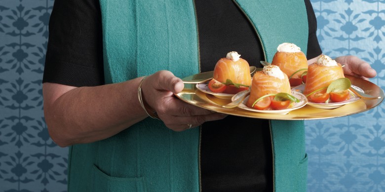 Timbaaltje van zalm, garnalen en roomkaas