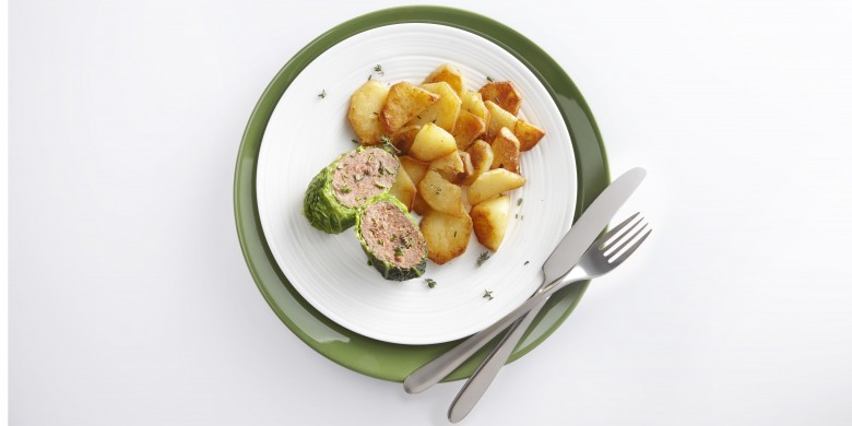 Koolpakketjes met gebakken aardappels