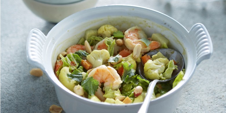 Groentecurry met garnalen