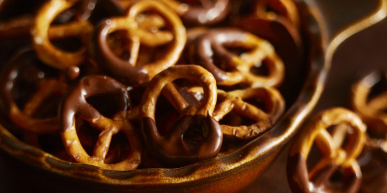 Pretzels met chocolade