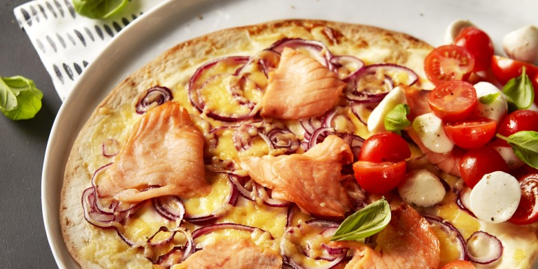 Tarte flambée met zalm