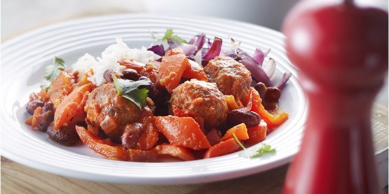 Chili met kidneybonen en gehaktballetjes