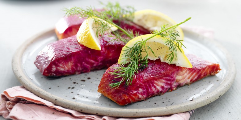 Zalm in bietenmarinade