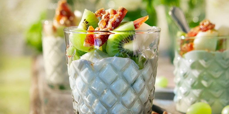 Fruitige kokosvla met hazelnotenpraliné