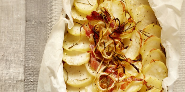 Aardappeltaart met rozemarijn en pancetta