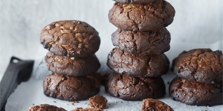 Chocolate chip cookies met hazelnootpasta
