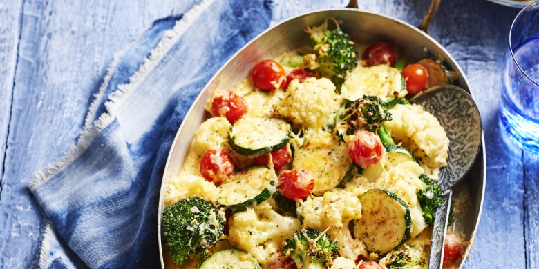 Groentegratin met kruidenboterkrieltjes