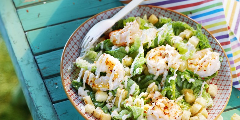 Caesarsalade met garnalen