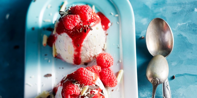 Frozen yoghurt met frambozen