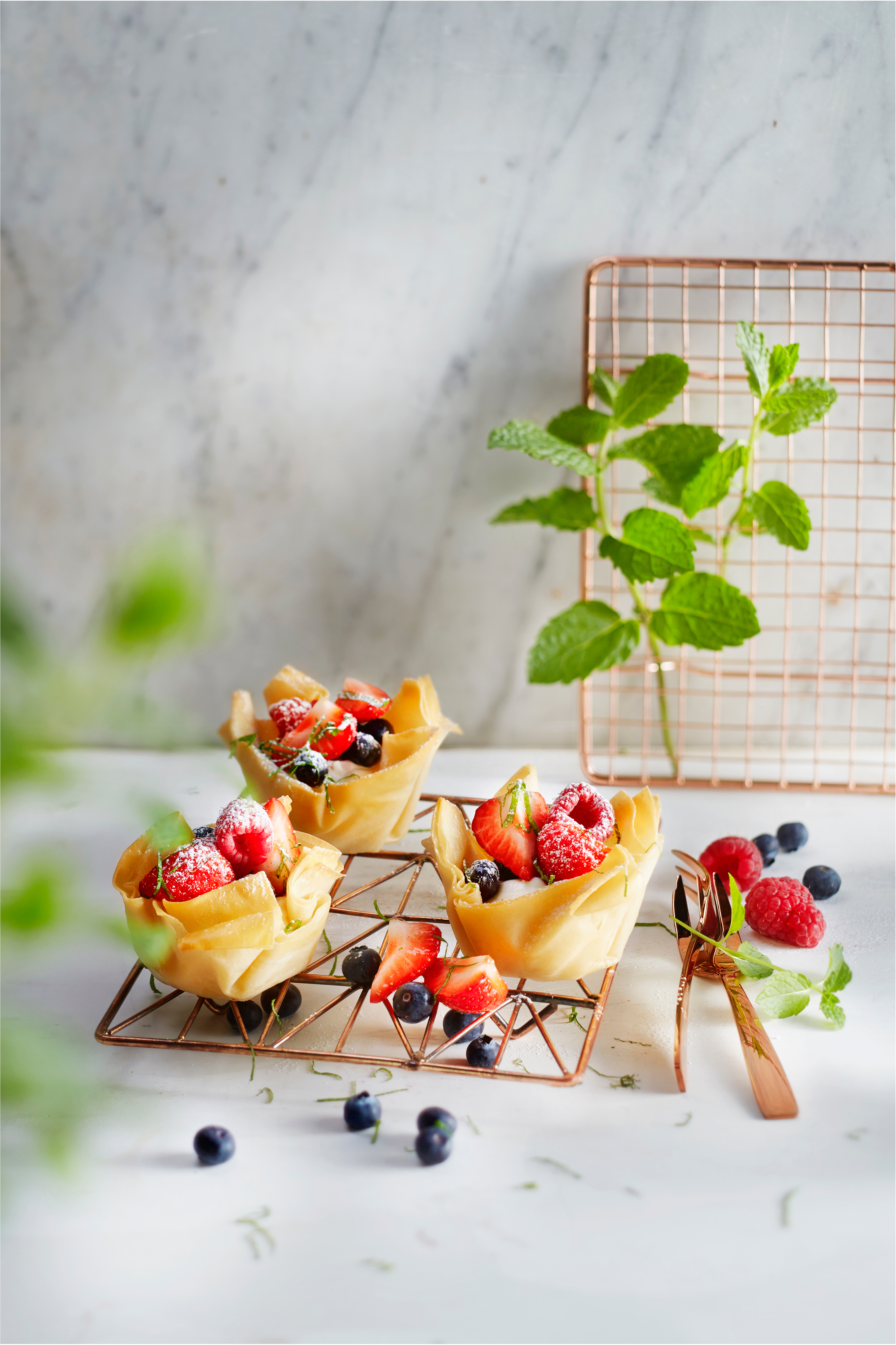 Fruitsaladebakjes met mascarpone